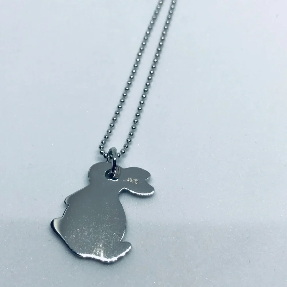 Sterling Silver Personalized Initial Rabbit Necklace